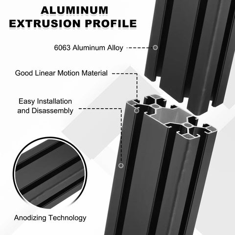 Two Pack 800mm 4080 Aluminum Extrusion Profiles European Standard Anodized Black Linear Rail Guide For 3D Printers And CNC Machines Heavy Duty 6063 Aluminum Smooth Motion Built For Big Builds, black 6063 extrusion profile