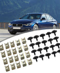 BMW Undertray Fastener Kit 40 Pack With Hex Head Self Tapping Bolts And U Nut Clips For Splash Shield Direct Fit For BMW 1 Series Through 7 Series X1 X3 X5 X6 Z3 And Mini Cooper, shown with black screws and metal clips