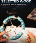 Space Station Rotating Mechanical Puzzle Kit With Lights And Motor, 511 Piece 3D STEM Project For Adults, Sci Fi Bookshelf Decor, Interactive Build For Beginners, A Totally Sick Gift For Men Women Teens 14 Plus, blue wooden ring parts