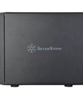 Kickass 4 Bay External Hard Drive Enclosure Running 10Gbps Over USB Type C For Plug And Play SATA HDD Or SSD Hot Swapping Quiet Energy Saving Mode Finished In Sharp Black Design viewed from the top.