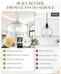 JAZAVA 9.8 Inch Brushed Nickel Pendant Lights Kitchen Island, Bubble Glass showcasing bubble glass design and adjustable hanging features.