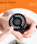No Sweat Matte Black Kitchen Faucet Replacement Head With Solid 15 Piece Adapter Kit Pull Down Sink Sprayer Nozzle close-up view showing easy-clean silicone holes.