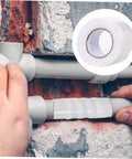 Close-up of Two-Pack Flexible Seal Tape For Plumbing Repairs, Self-Adhesive Rubberized Silicone Sealant Tape applied on pipes