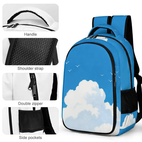 Free As A Bird Printed Unisex Backpack With Large Capacity For Daily Use Durable Polyester Breathable Lightweight Design with zippers and straps