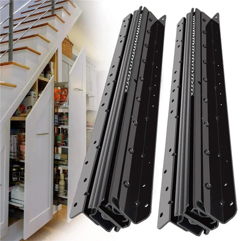 Heavy Duty Bottom Mounted Drawer Slides With Full Extension And Silent Smooth Operation For Cabinets And Furniture, Rust Resistant Electroplated And Powder Coated Finishes, Durable Steel Construction And Ball Bearing System on pantry cabinet