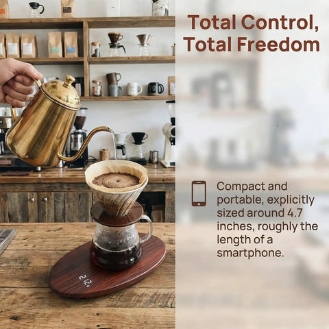 Person using High Precision Coffee Scale With Spoon 0.1g Increments 500g Capacity Rechargeable Digital Kitchen Scale For Espresso Pour Over Tea And Baking Portable Mini Scale For On The Go Brewing