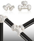 Three Quarter Inch By 100 Feet HDPE Tubing Garage Air Piping System with Aluminum Outlet Blocks shown in connectors view