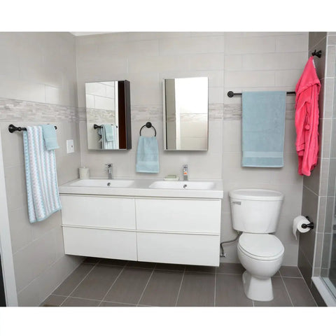 Modern bathroom with Polished Chrome 5 Piece Bathroom Hardware Set With Towel Ring Toilet Paper Holder 24 Inch Towel Bar 18 Inch Towel Bar And Robe Hook Dope Durable Zinc Alloy Includes Mounting Screws And Drywall Anchors