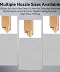 Quick Swap Nozzle Kit For AD5X 3D Printer After May 2025 Purchase Date showing 0.25mm 0.4mm 0.6mm nozzle tip sizes
