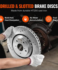 All In One Front And Rear Brake Kit With Drilled And Slotted Rotors And Ceramic Pads For Toyota Sienna, Highlander, Lexus RX350 And RX450H, 12.9 Inch Front Rotors And 12.2 Inch Rear Rotors, Complete 8 Pad Set