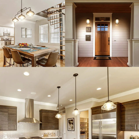 Vintage Edison Style A19 LED Bulbs 100W Equivalent 1600 Lumens 3000K Soft White in modern home settings and entryway