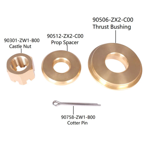 Honda Outboard Propeller Hardware Kit For 115HP To 250HP Boats Includes Thrust Bushing 90506-ZX2-C00, Prop Spacer, Nut, Pin
