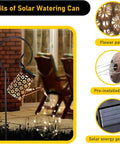 Two Pack Solar Watering Can Lantern Lights with Bendable Copper Fairy String Lights Retro Metal Hanging Outdoor Decor
