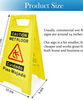 Two Pack Wet Floor Sign 17.5 Inch Tall Bright Yellow Double Sided A Frame Caution Sign For Home And Biz Use With Bilingual Caution Message Great Value Safety Signage