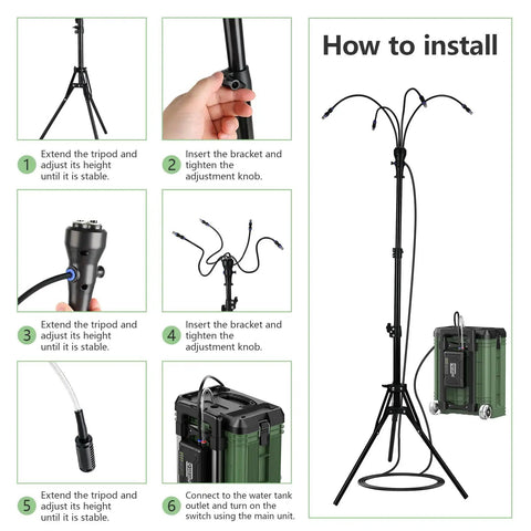 Standing Outdoor Patio Misting System Portable Cooling Unit With Adjustable Height Up To Forty Seven Inches installation guide