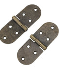 180 Degree Folding Flush Hinges Heavy Duty Iron With Bronze Finish, shown open, suitable for furniture cabinets and sewing machines.