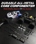 Fast RC Truck For Adults Upgradable To 56 MPH 4x4 Off Road All Terrain Beefy Monster parts layout and metal components.