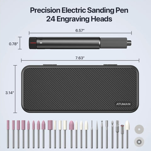 USB Rechargeable Electric Engraving Pen With 24 Bits Cordless Rotary Engraver set including case and precision heads