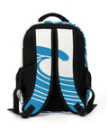 Unisex Minimal Wave Art Backpack in Cobalt Blue showing breathable back panel and adjustable straps, ideal for school and travel