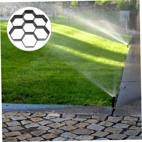 Concrete Paver Mold For Pathways And Patios Easy To Use DIY Garden Path Maker Plastic Pavement Mold Landscape Decoration And Walkways Durable Cement Block Molding Tool shown in a garden setting.