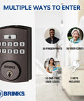 Fingerprint Door Lock With Keyless Entry Biometric Lock Electronic Keypad And Auto Locking Deadbolt For Front Door With Interior Knob Set In Tuscan Bronze Finish And No Fuss Setup shown with multiple entry options.