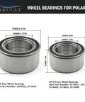Front And Rear Wheel Bearing Kit For Polaris RZR 800 S 800 2010 2014 And Ranger 900 XP Crew 2013 2016 Replaces 3514699 3514635 3585502 3514627 3514924 3514822 3515090 4 Pack showing measurements