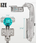 Diagram of Two Pack 90 Degree Blind Corner Cabinet Hinge No Fuss Easy Install For Pie Cut Corners, dimensions and measurements shown
