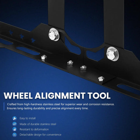 Quick Snap Knockdown Wheel Alignment Kit With Removable Toe Plates And Center Bar Includes Two Measuring Tapes For Diy Front End Camber And Toe Adjustment No Sweat Backyard Shop Matte Black
