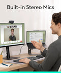 User engaging in video call using No Drama Hd Webcam Delivering Crisp 1080P Video At Dead Smooth 30Fps on desktop monitor.