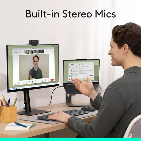 User engaging in video call using No Drama Hd Webcam Delivering Crisp 1080P Video At Dead Smooth 30Fps on desktop monitor.