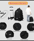 Rolling Backpack for Boys With Wheels Classic Trolley School Bag for Kids featuring detachable trolley and accessories