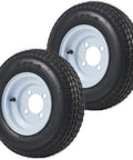 2 Pack 4.80-8 Trailer Tires With 8 Inch Rims 4 Lug On 4 Inch Bolt Pattern Center Bore 2.85 Inch 16.3 Inch Diameter 4.5mm Tread