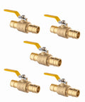 5 Pack Cold Expansion Pex 1 Inch Brass Ball Valve For Pex A Pipe Connection Expansion Type Full Port Shutoff With Protection Cap ASTM F1960 Yellow Cap Pro Grade Heavy Duty Plumbing Fittings