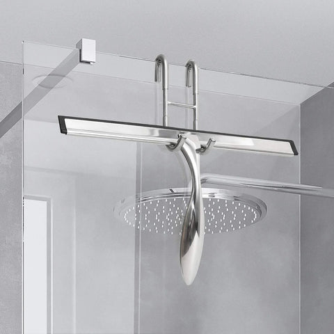 Frameless Shower Door Hooks Two Pack for Glass Doors No Drilling Installation Easy Clip On Anti Scratch Stainless Steel Hanger in use