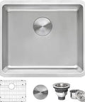 20-Inch Undermount Bar Prep Sink For Small Kitchens - 16 Gauge Stainless Steel, Single Bowl with accessories and brushed finish