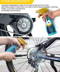 Application of chain degreaser from 7 Piece Bike Cleaning Kit With Degreaser 10 Oz And Wet Lube 2 Oz, Chain Scrubber And Brush