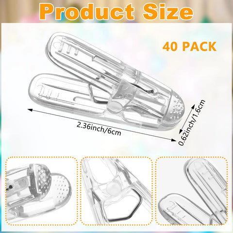 Totally Awesome 40 Pack Balloon Arch Clips Set With 2.4 Inch Plastic Spring Clamps For Party Decor Backdrops And Crafts That Stay Hidden, clear clip size