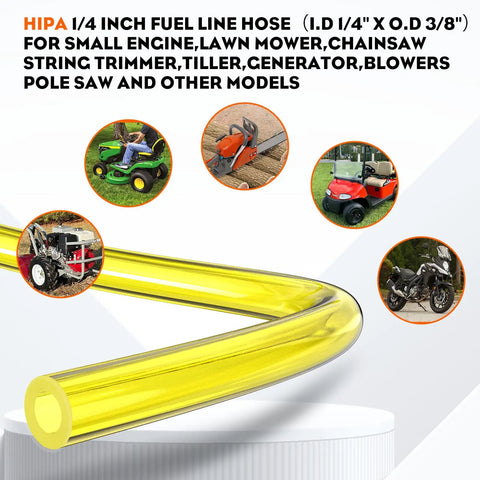 10 Feet Fuel Line Hose For Small Engines One Quarter Inch Inside Diameter To Three Eighths Inch Outside Diameter Includes Ten Hose Clamps
