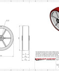 Tough As Nails 8 Inch Poly On Polyolefin Caster Wheel With Roller Bearing design drawing with dimensions for heavy duty use.