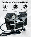 Oil Free Pro Grade Vacuum Pump 50 L/Min 180W Diaphragm With Switch And Vacuum Gauge Low Noise Aluminum Silencer