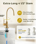 iSpring GA1-G Drinking Water Faucet, Brushed Gold, Lead-Free Brass with 360° movement and extra-long 4 1/2" stem.