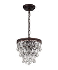 Antique Copper 3 Light Chandelier With Glass Drops Multilevel Pendant Fixture Dope Vintage Vibe Hardwired Ceiling Lighting