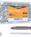 Number 8 By 2 Inch Wood Screws Set For Wood And Drywall Phillips Flat Head SelfTapping Screws 130 Pieces With Organizer Box