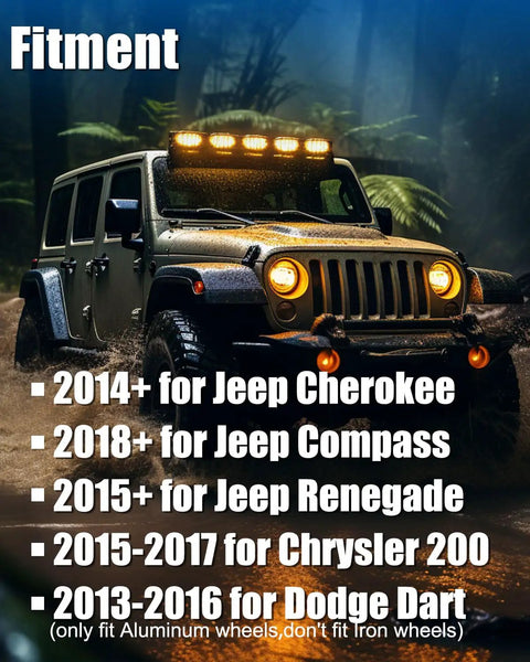 Fitment details for Rock Solid M12 X 1.25 Oem Wheel Lug Bolts featuring Jeep models in rugged terrain.