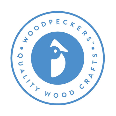 Woodpeckers logo on product packaging for Baltic Birch Plywood Sheets 6 mm Thick 1/4 X 12 X 24 Inch Pack Of 6 B/BB Grade Craft Wood