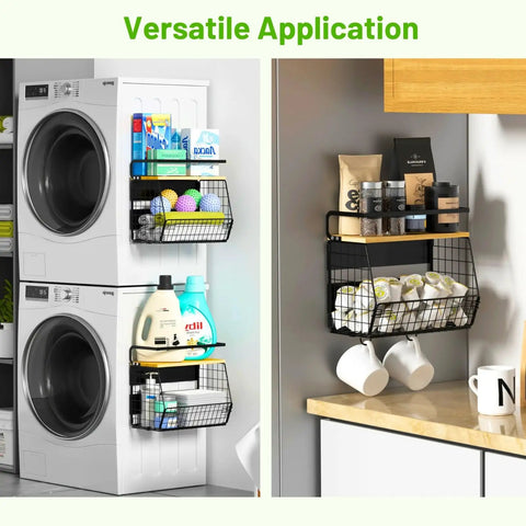 Magnetic Fridge Shelf With Wood Lid Durable Fruit Potato And Onion Storage Bins Pantry Organizer for Refrigerator Kitchen Counter