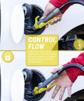 Telescopic Electric Liquid Transfer Pump With Flow Control Nozzle Delivers Up To 2.9 Gallons Per Minute Great For Gas, Diesel And Watering Tasks Dual Trigger Positions For Precise Control And Easy Use, shown filling a vehicle tank
