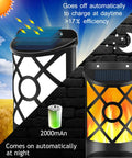 Solar Flame Lights Outdoor Waterproof Wall Mounted Night Lights With Flickering Flame Effect and Auto On Off Sensor