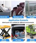 Various applications of IP68 Waterproof Linear Actuator Heavy Duty Electric Push Rod 12V And 24V in electric bed, massage chair, sliding window, elevator, car trunk, and sweeper.