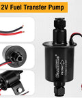 12V Low Pressure Inline Fuel Pump 2 To 3.5 PSI 24 GPH Flow Universal For Gasoline And Diesel Engines Carburetors Cars Trucks Boats Generators Replacement Kit With Five Sixteenths Inch Hose Fittings And Mounting Hardware